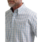 Men's Wrangler Stelly Blue Check George Strait Long Sleeve Button Down Shirt 112381958