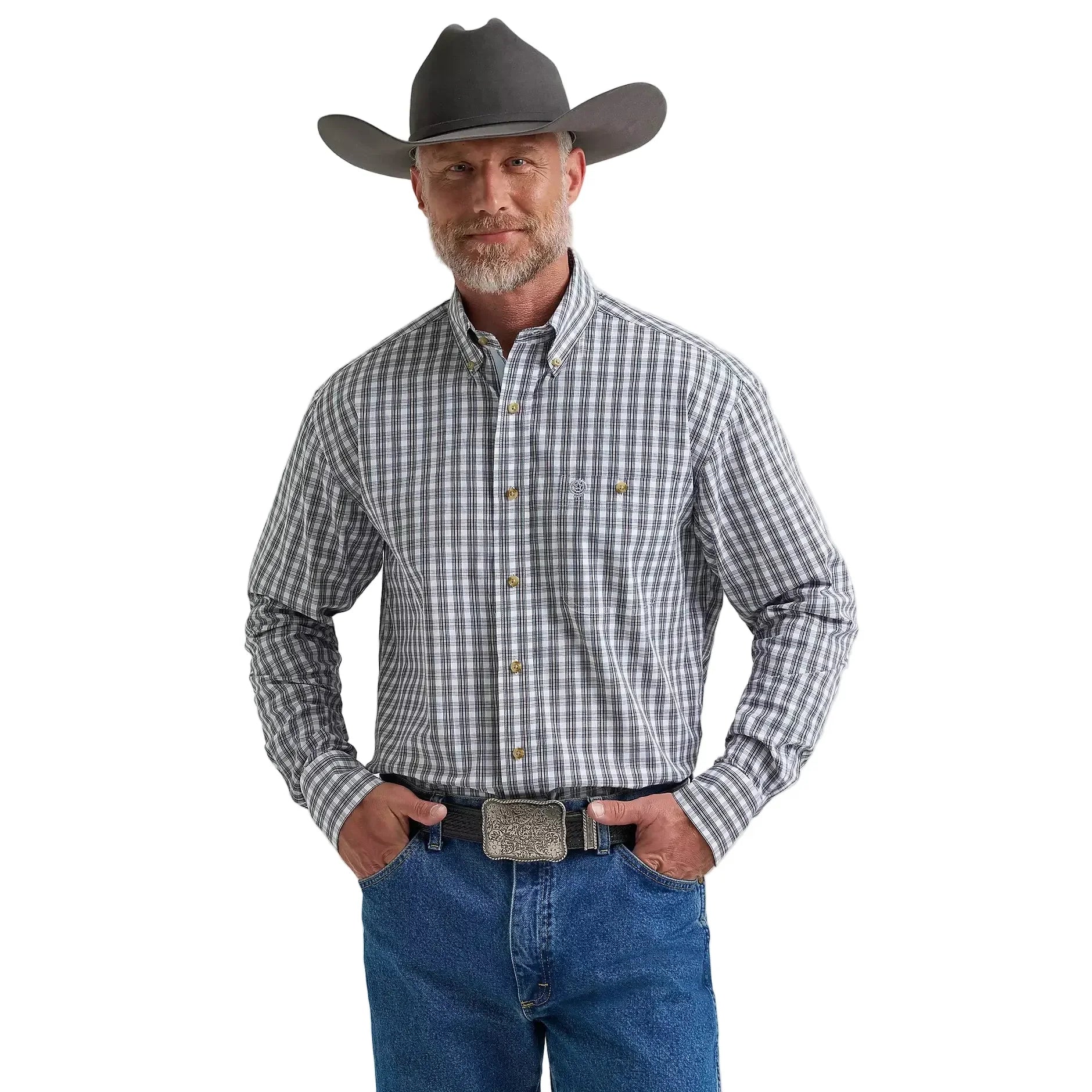 Wrangler Men's George Straight One Pocket Shirt Large Tall Blue