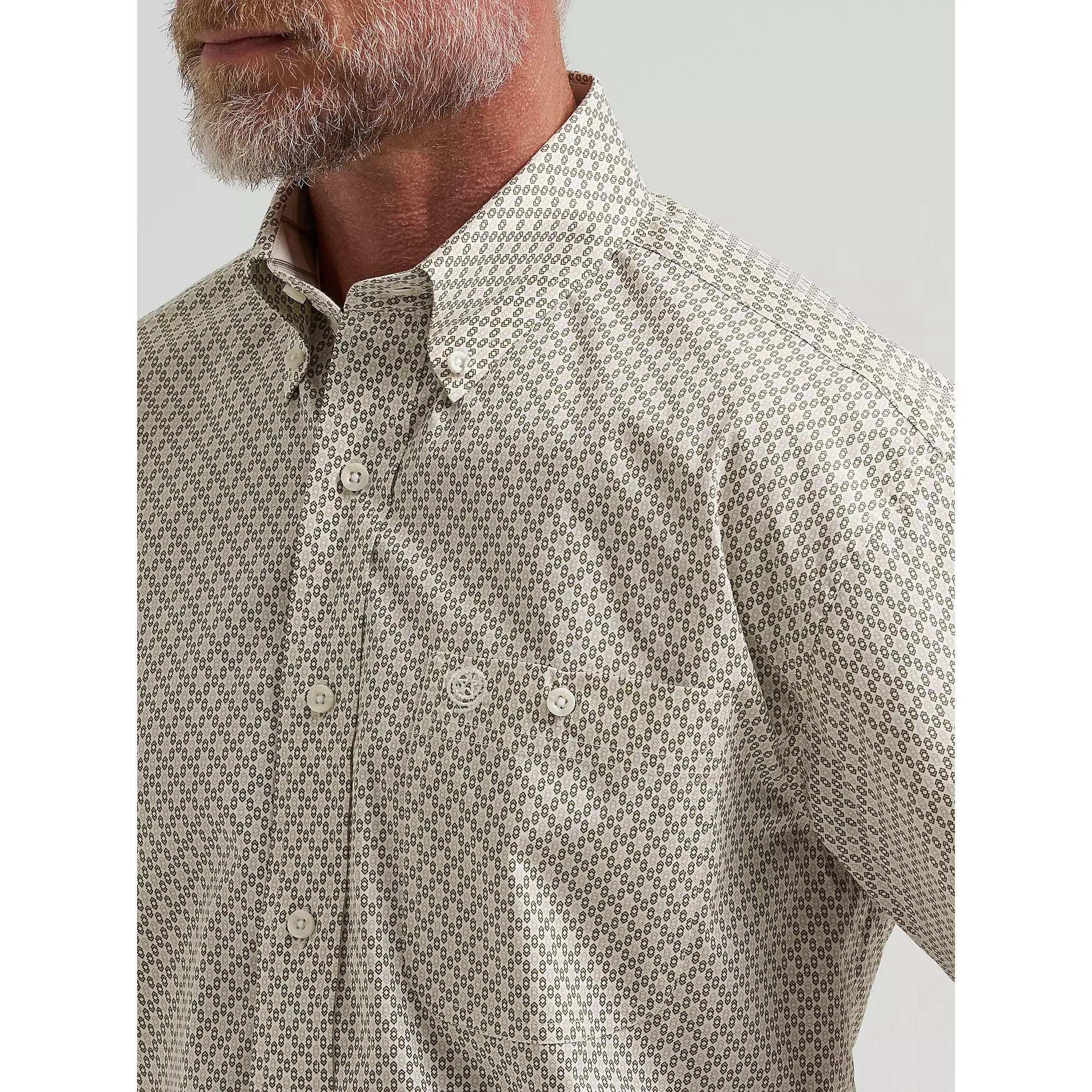 Men's Wrangler Tea Green George Strait Short Sleeve Button Down Shirt 112381973