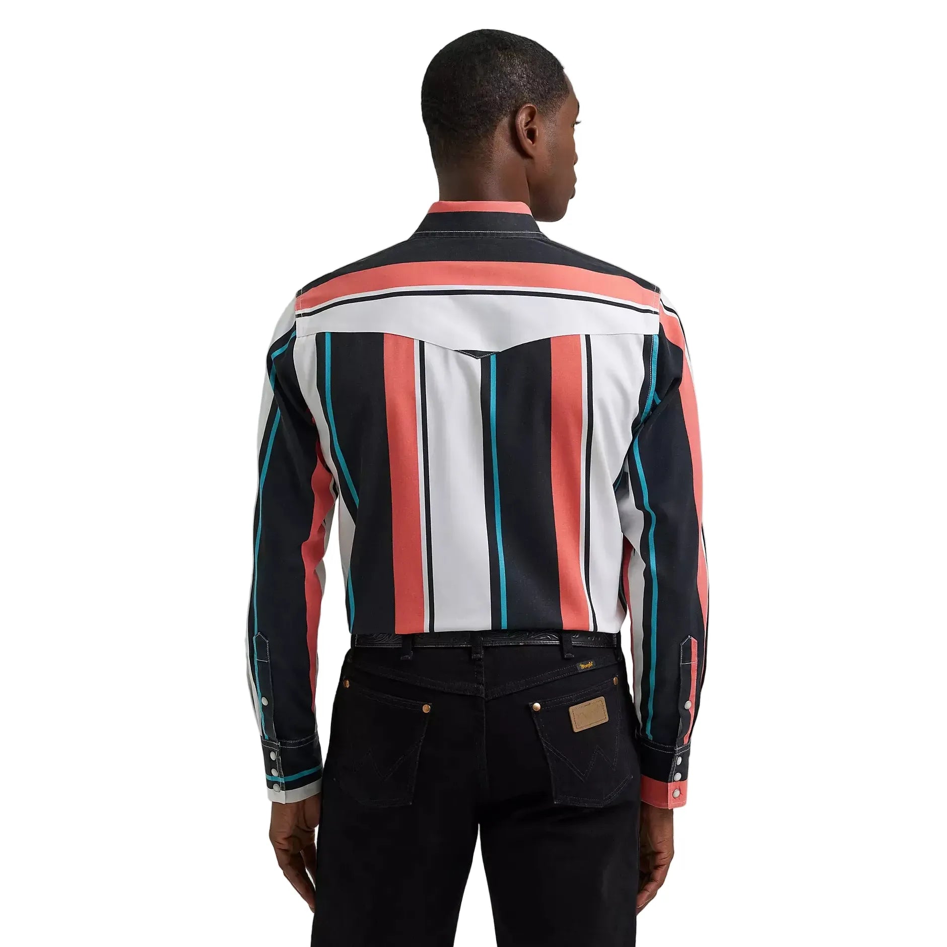 Men's Wrangler Burning Coral Vintage-Inspired Brushpopper Western Snap Work Shirt 112381997