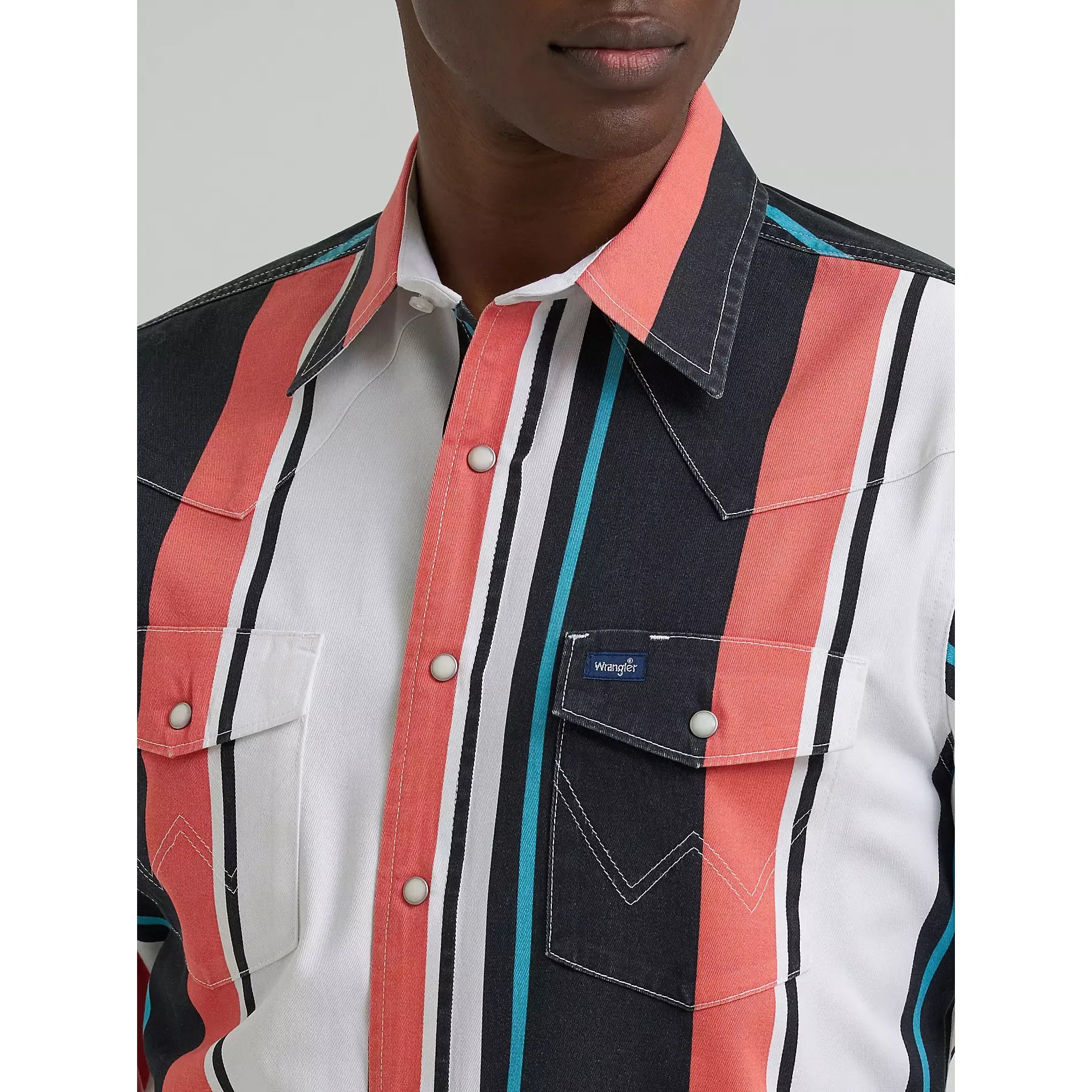 Men's Wrangler Burning Coral Vintage-Inspired Brushpopper Western Snap Work Shirt 112381997