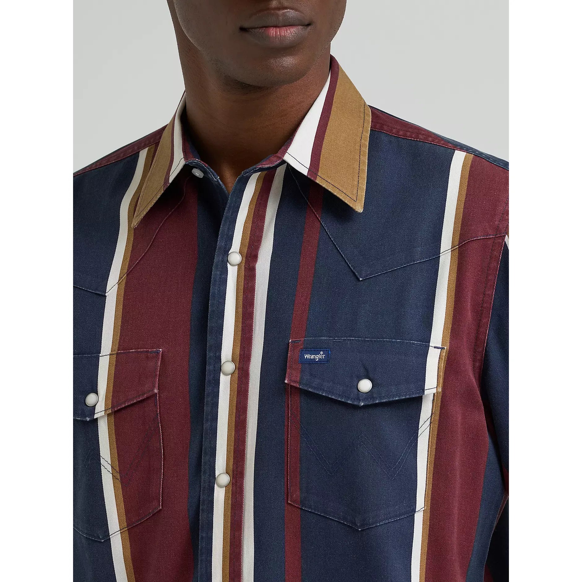 Men's Wrangler Midnight Oak Vintage-Inspired Brushpopper Western Snap Work Shirt 112381998