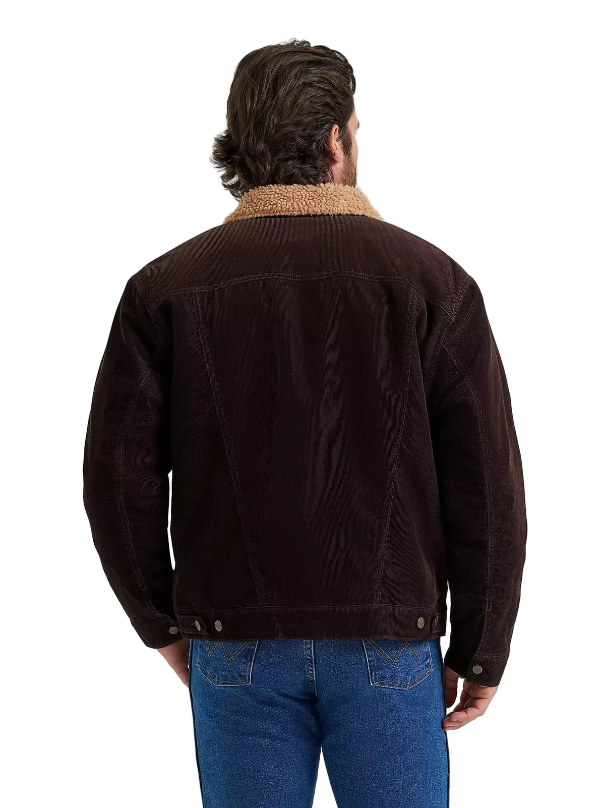 Wrangler Men's Black Coffee Cowboy Cut Sherpa Lined Corduroy Jacket 112382099