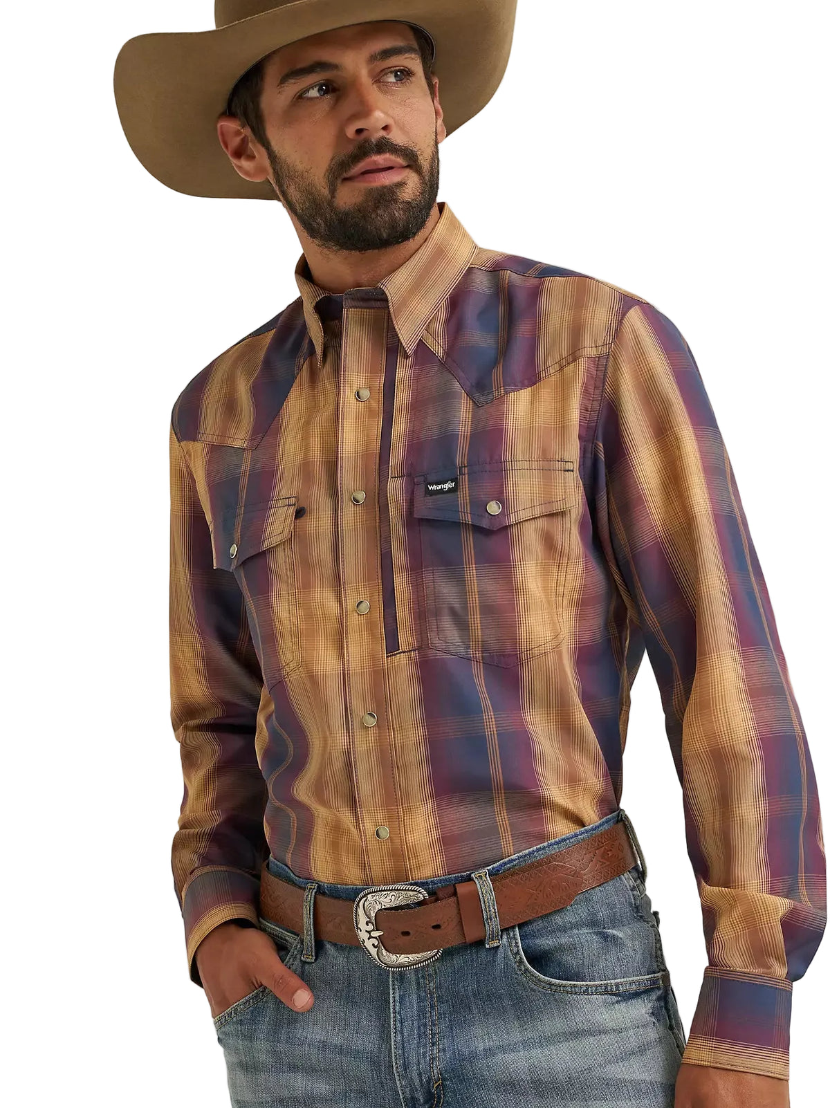 Wrangler Men's  Ombre All Terrain Gear Performance Plaid Shirt 112382473