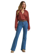 Women's Wrangler Burgundy Button Front Princess Blouse 112382526