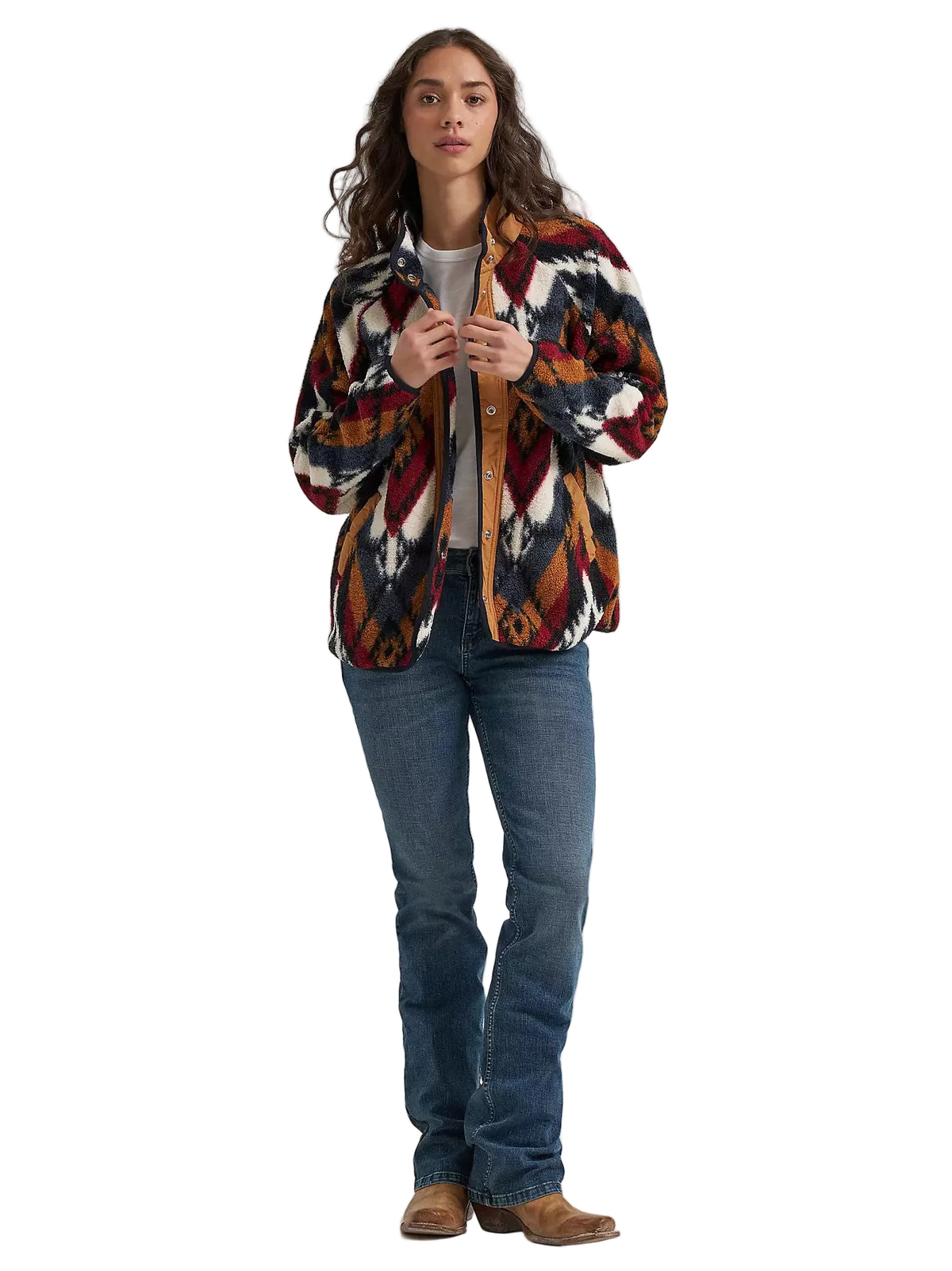 Wrangler Women's Desert Chevron Hay Away Big Sky Sherpa Snap Jacket 112382669
