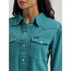 Women's Wrangler Turquoise Color wash Iconic Snap Shirt 112382675
