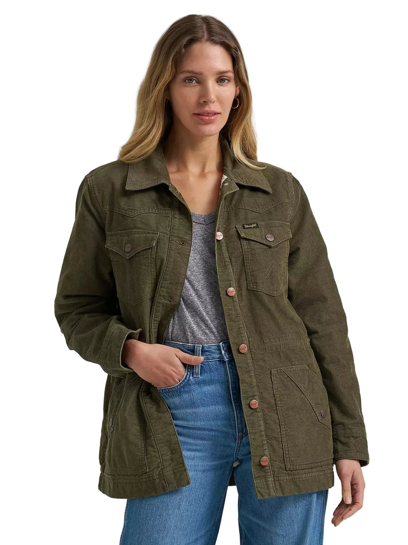 Wrangler Women's Green Corduroy Quilt-Lined Barn Jacket 112382739