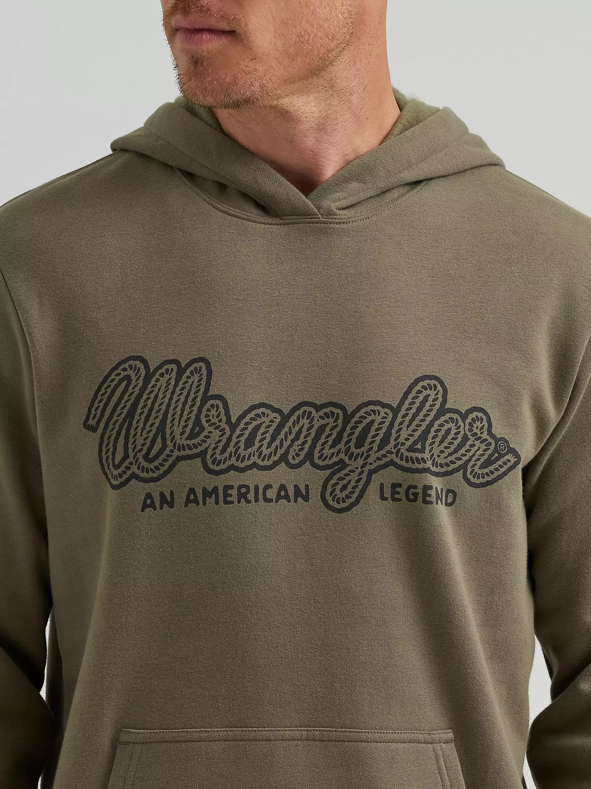 Wrangler Men's Dusty Olive Legacy Script Graphic Pullover Hoodie 112383996