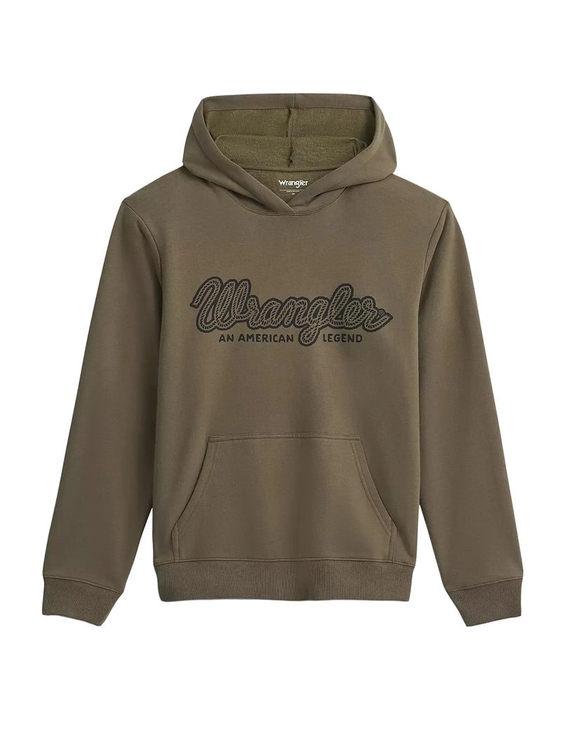 Wrangler Men's Dusty Olive Legacy Script Graphic Pullover Hoodie 112383996