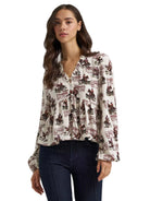 Wrangler Women's White Ranch Print Juliet Blouse 112385318