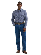 Wrangler Men's Night Navy Wrinkle Resist Long Sleeve Western Snap Shirt 112385338