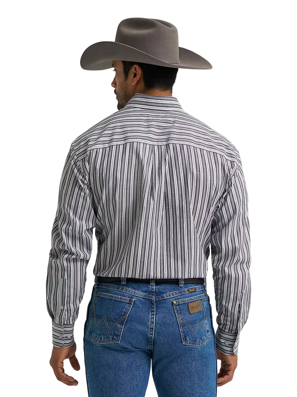 Wrangler Men's Smoky Stripe George Strait Long Sleeve Button Down Two Pocket Shirt 112385355