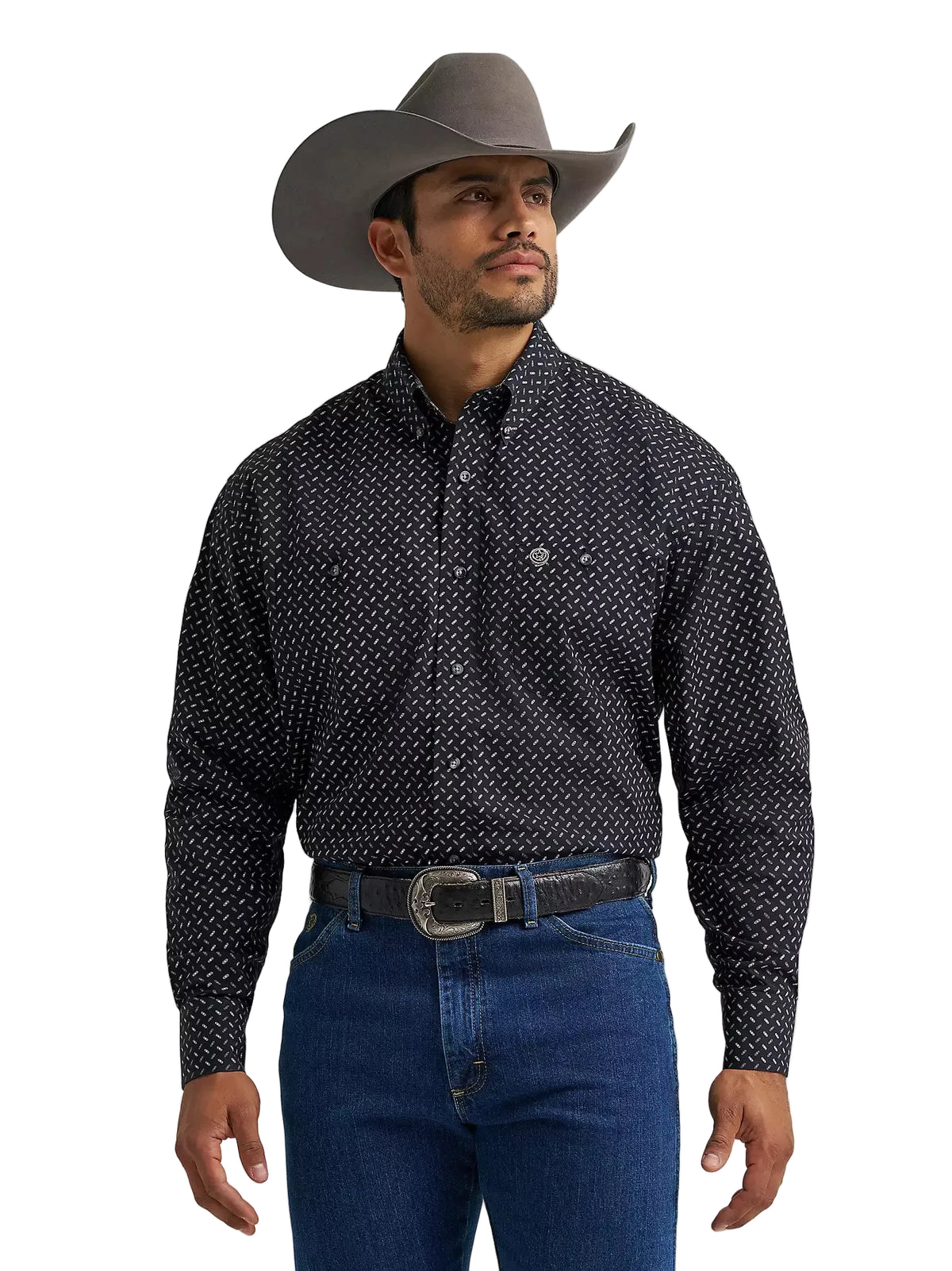 Wrangler Men's Inkt Tread George Strait Long Sleeve Button Down Two Pocket Shirt 112385356