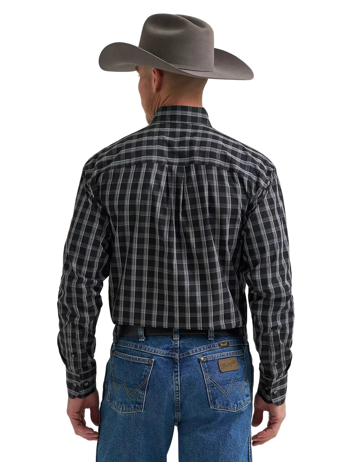 Wrangler Men's Campfire Black George Strait Long Sleeve Button Down One Pocket Shirt 112385359