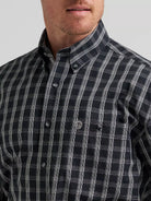 Wrangler Men's Campfire Black George Strait Long Sleeve Button Down One Pocket Shirt 112385359