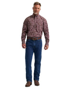 Wrangler Men's Garnet Paisley George Strait Long Sleeve Button Down Shirt 112385373