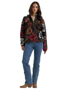 Wrangler Women's Black Floral Big Sky Sherpa Snap Pullover 112385381