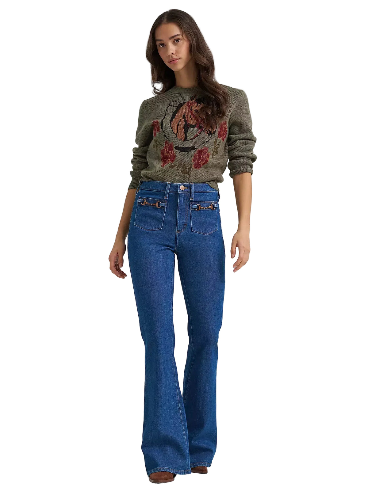 Wrangler Women's Horseshoe Green Stay a While Sweater 112385386