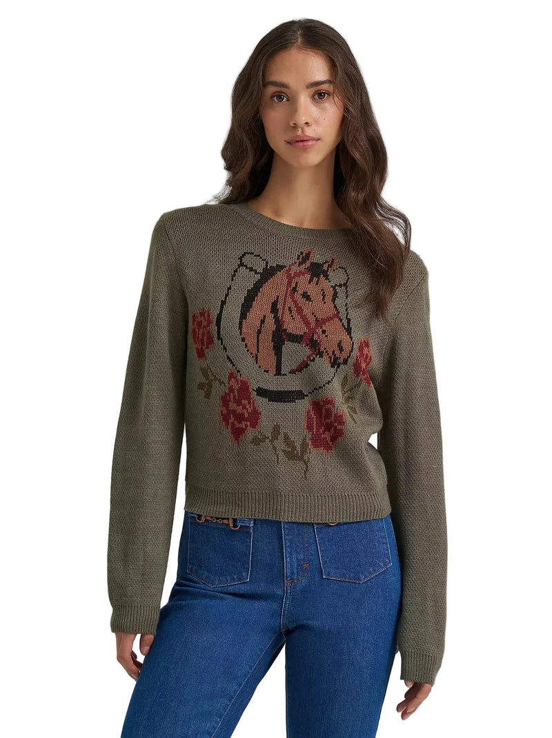 Wrangler Women's Horseshoe Green Stay a While Sweater 112385386
