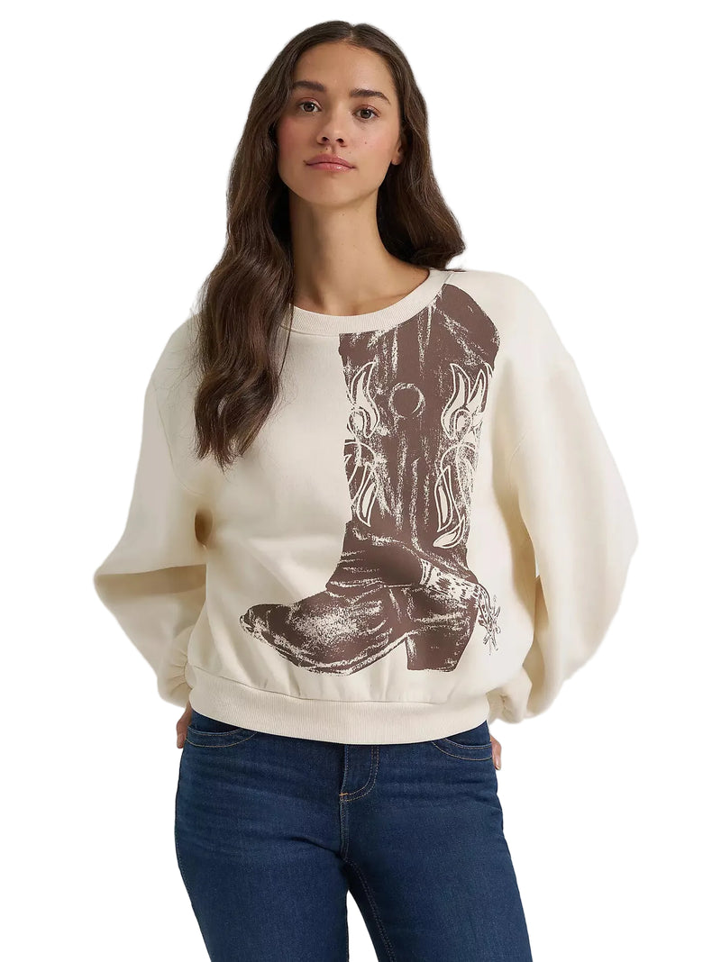 Wrangler Women's Cream Boot Graphic Pullover 112385399