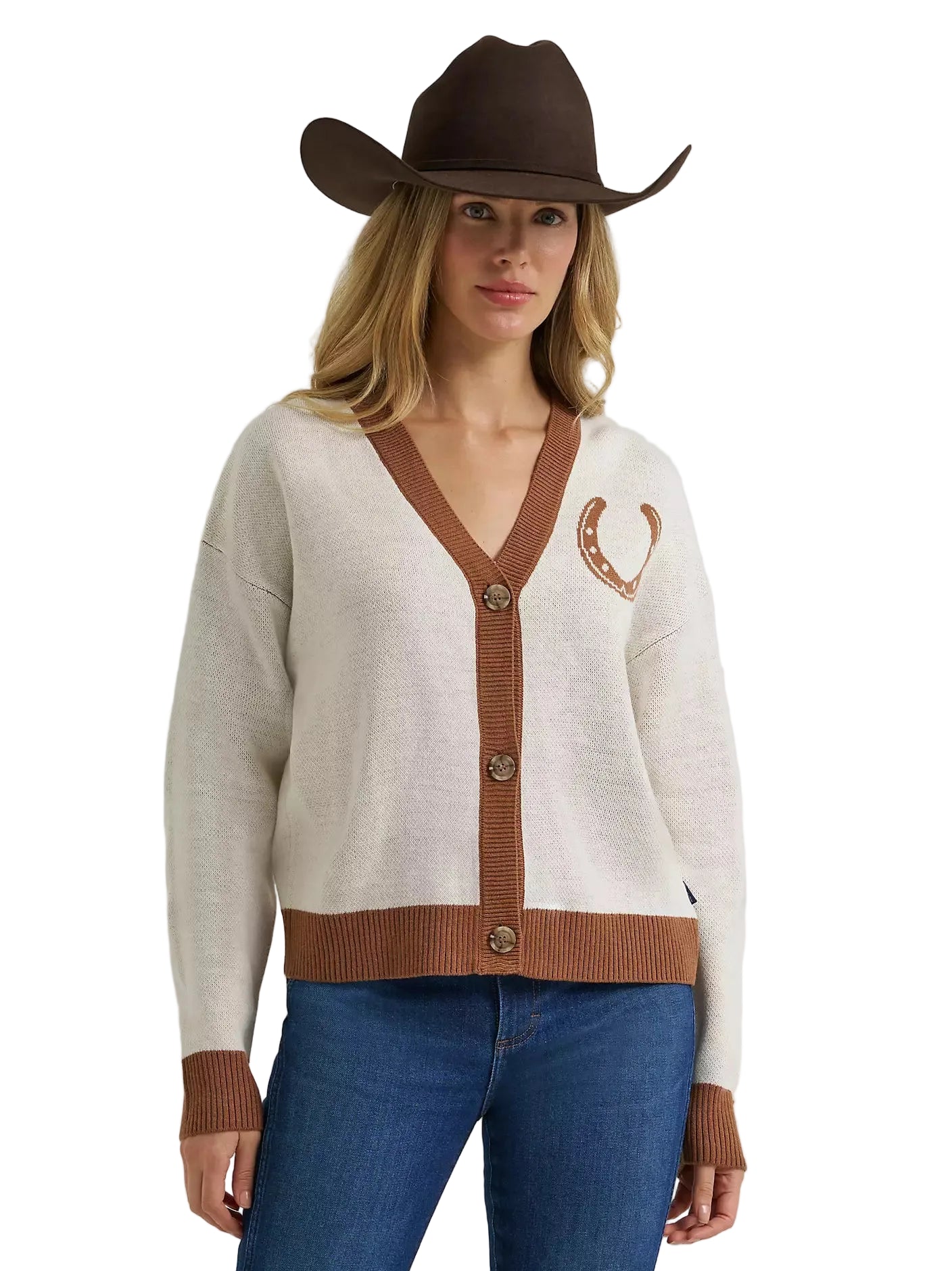 Wrangler Women's Cream V-neck Cardigan 112385400