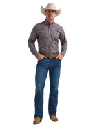 Wrangler Men's Indigo Check Cody Johnson One Pocket Button Down Shirt 112385454