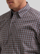 Wrangler Men's Indigo Check Cody Johnson One Pocket Button Down Shirt 112385454