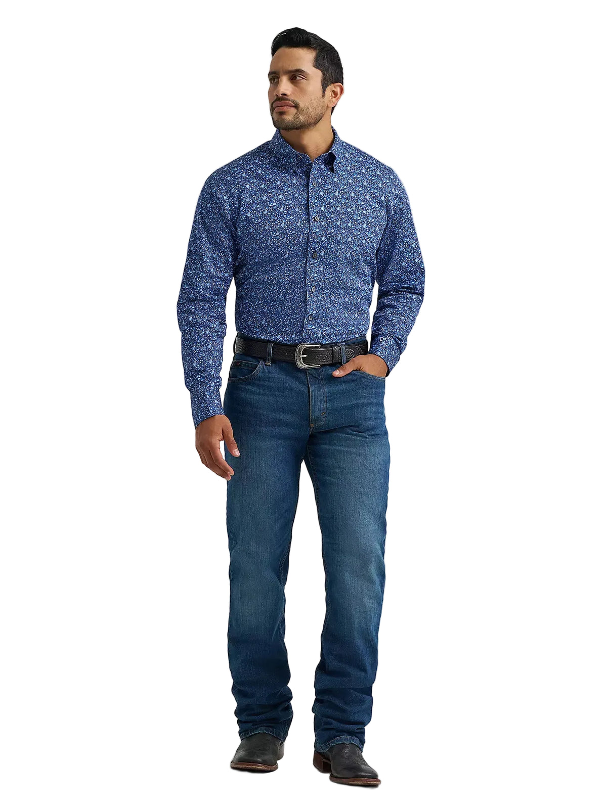Wrangler Men's Bluebonnet Cody Johnson One Pocket Button Down Shirt 112385468