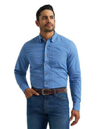 Wrangler Men's Ridge Blue Cody Johnson One Pocket Button Down Shirt 112385469