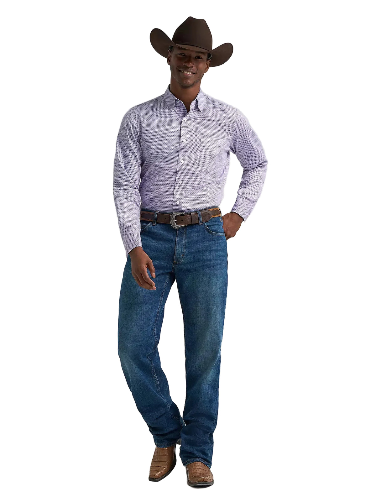 Wrangler Men's Violet Token Cody Johnson One Pocket Button Down Shirt 112385472