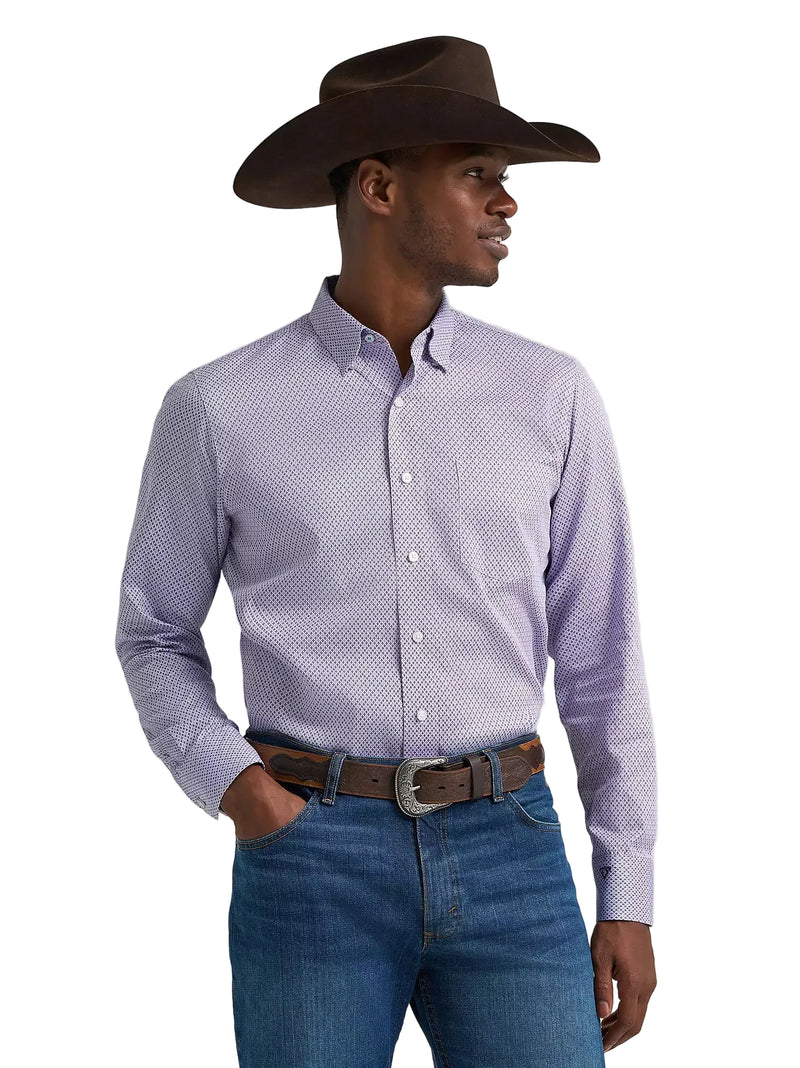 Wrangler Men's Violet Token Cody Johnson One Pocket Button Down Shirt 112385472
