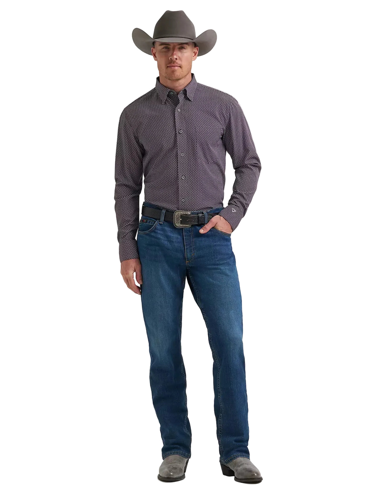 Wrangler Men's Deep Smudge Cody Johnson Performance Button Down Shirt 112385478