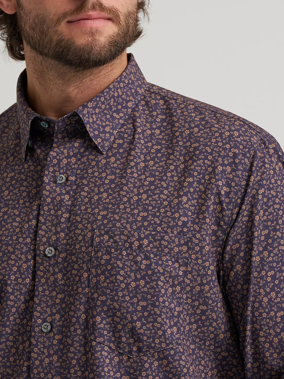 Wrangler Men's Navy Floral Cody Johnson Performance Button Down Shirt 112385480