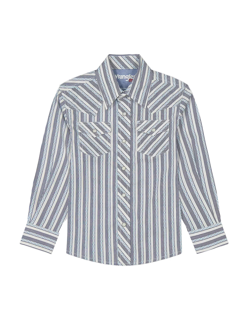 Wrangler Boy's Curly Stripes 20X Advanced Comfort Western Snap Print Shirt 112385483