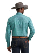 Wrangler Men's Dusky Teal Retro Long Sleeve Sawtooth Snap Pocket Western Shirt 112385603