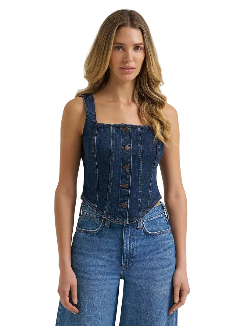Wrangler Women's Dark Denim Bustier Denim Vest 112385709