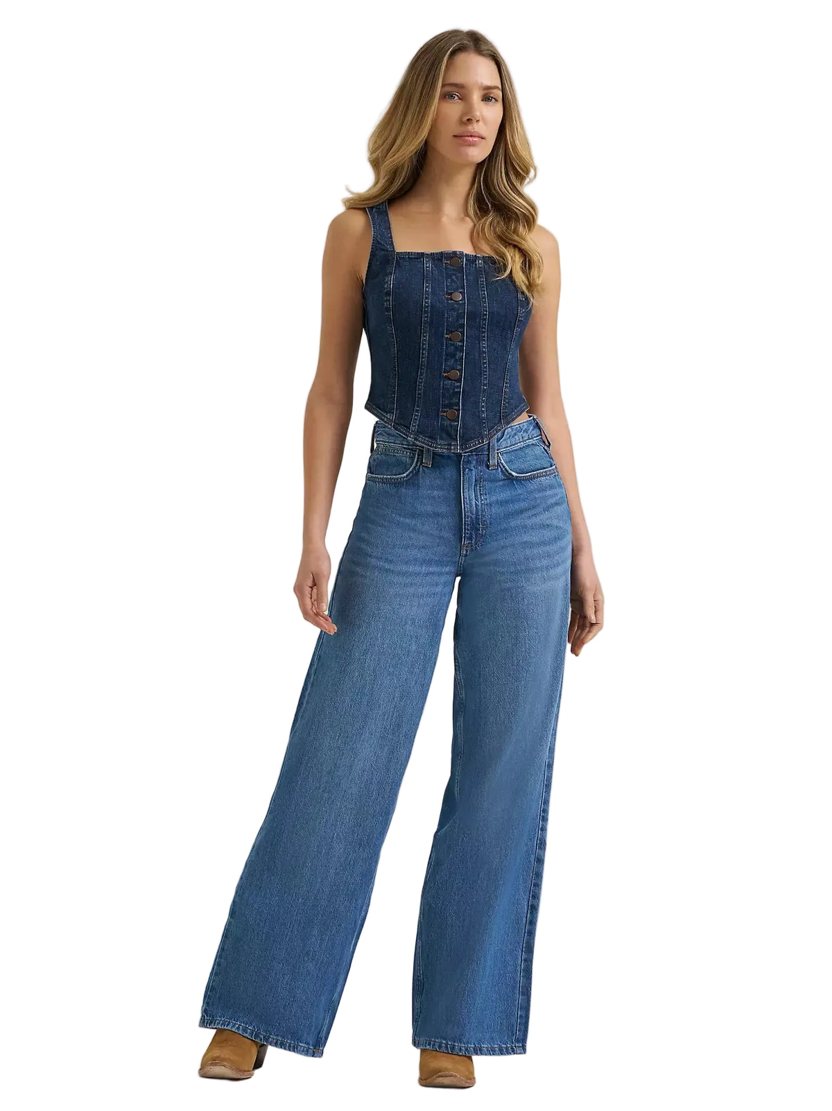 Wrangler Women's Dark Denim Bustier Denim Vest 112385709