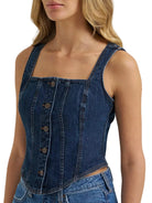 Wrangler Women's Dark Denim Bustier Denim Vest 112385709