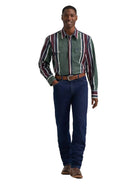 Wrangler Men's Field Olive Vintage-Inspired Brushpopper Western Snap Work Shirt 112385788