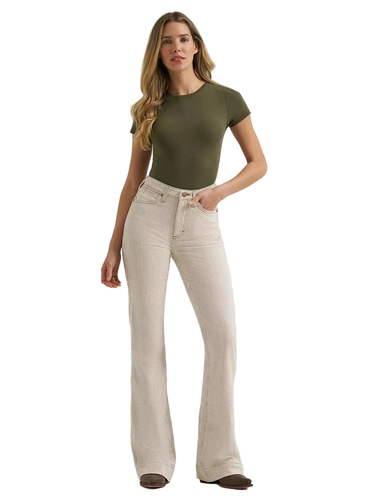 Wrangler Women's Ryann Retro Bailey Pinstripe High Rise Trouser Jeans 112385922