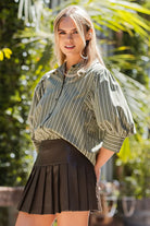 ee:some Women's Oak Brown Pleather Pleated Mini Skort 