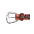 Men's Cowboy Chrome Cognac Belt with Floral Tooling 1136