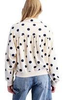ee:some Women's Bone Mineral Washed Polka Dot Quarter Zip Pullover 