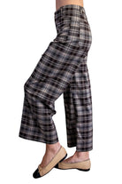 ee:some Women's Cocoa Plaid Patch Pocket Wide Leg Pants 