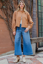 ee:some Women's Almond Suede Mock Neck Jacket JH17185