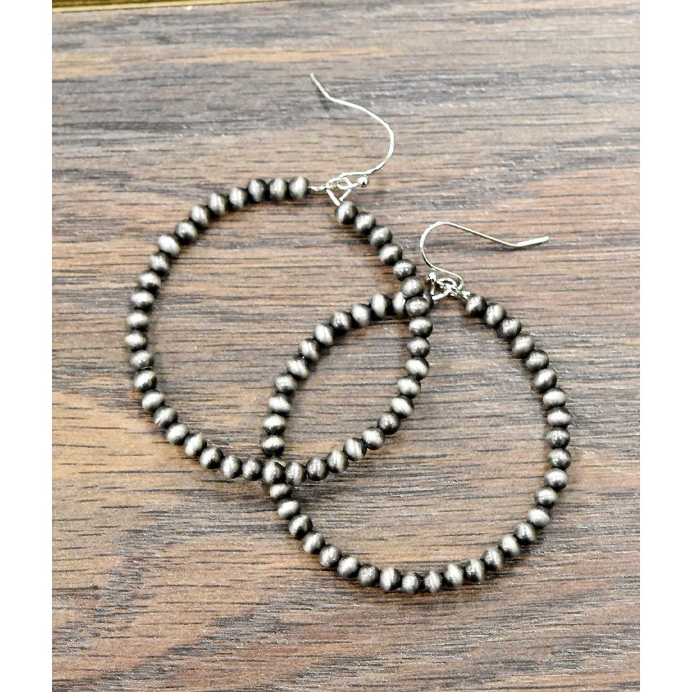 Women's Isac Handmade Navajo Bead Hoop Earrings 721221