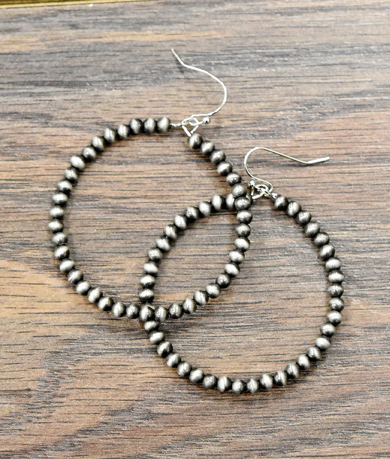 Women's Isac Handmade Navajo Bead Hoop Earrings 721221