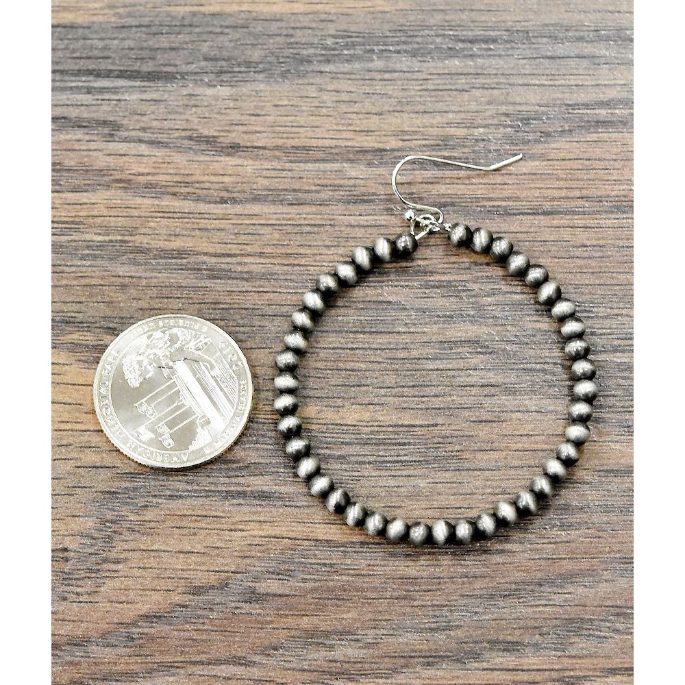 Women's Isac Handmade Navajo Bead Hoop Earrings 721221