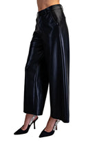 ee:some Women's Black Pleather Wide Leg Pants 